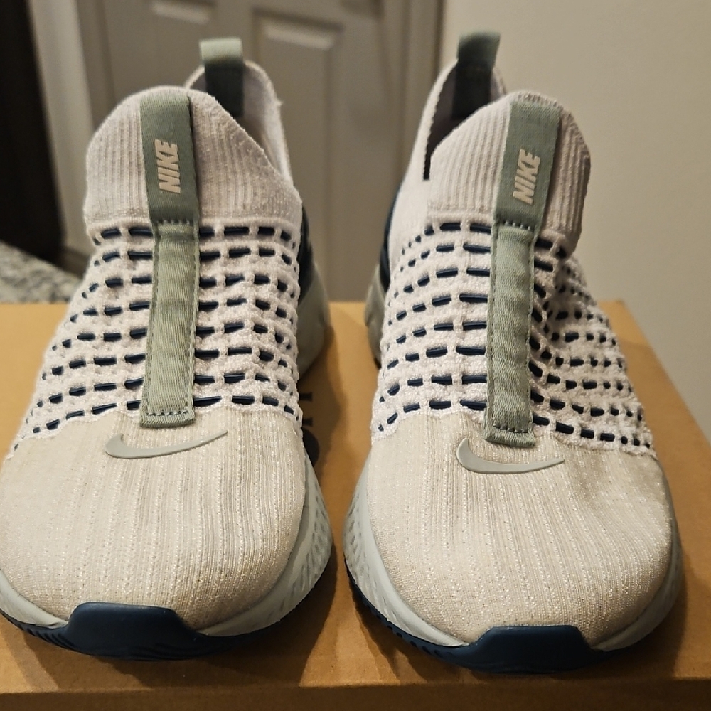 Nike White and Blue Slip-On Sneakers